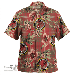 Scottish Crawford Red Weathered Clan Tartan Hawaiian Shirt - Tropical Old Style Scottish Plaid Tartan Plaid