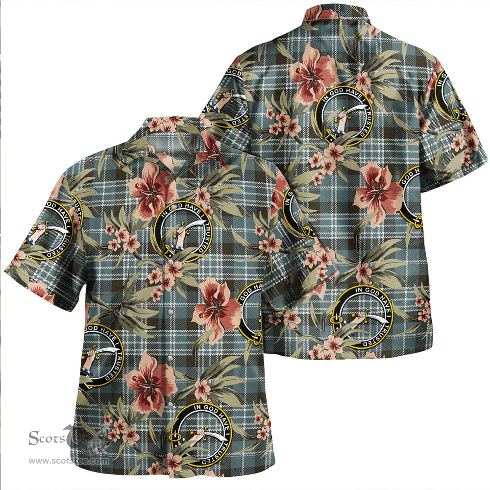 Scottish Clark Weathered Clan Tartan Hawaiian Shirt - Tropical Old Style Scottish Plaid Tartan Plaid