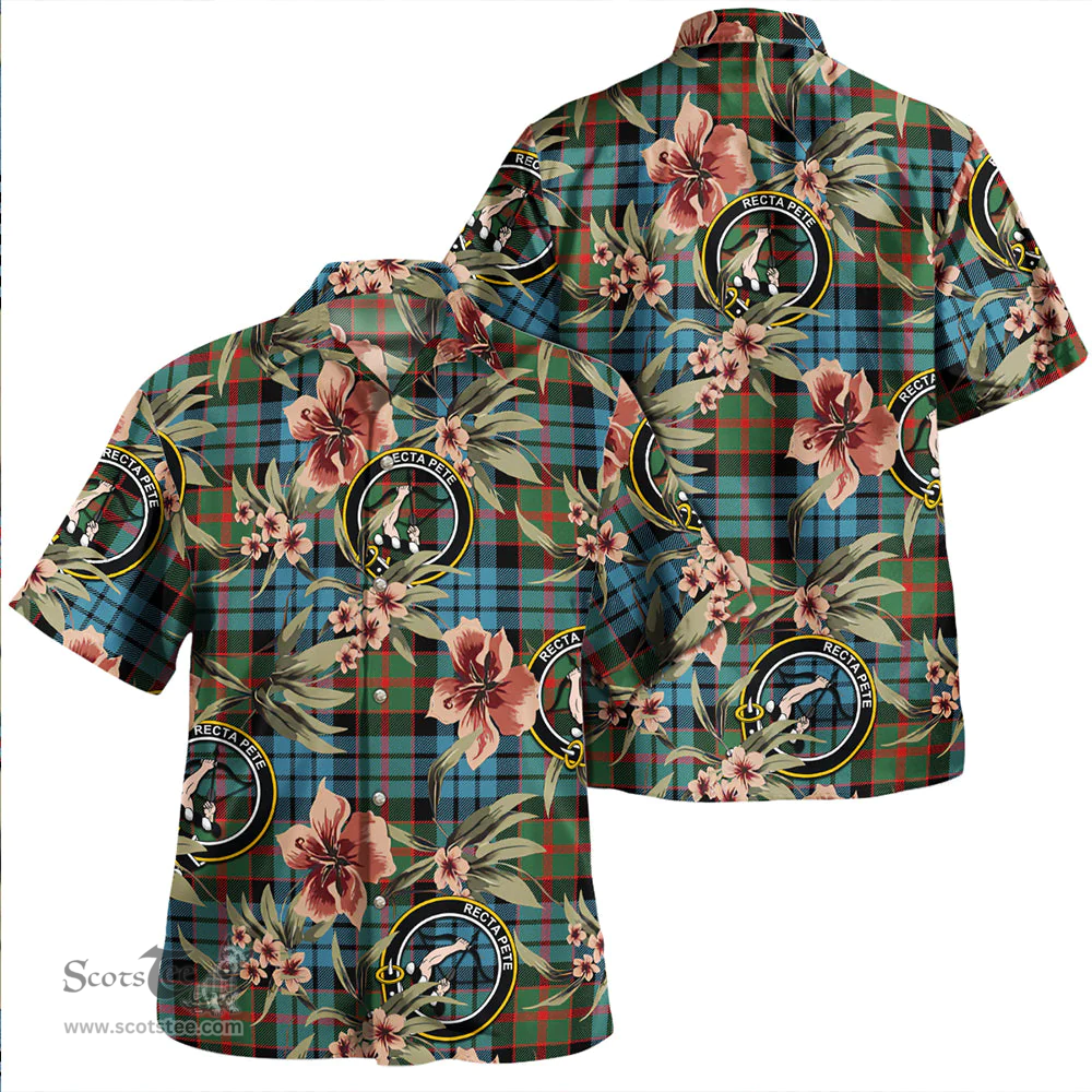 Scottish Fletcher of Dunans Weathered Clan Tartan Hawaiian Shirt - Tropical Old Style Scottish Plaid Tartan Plaid
