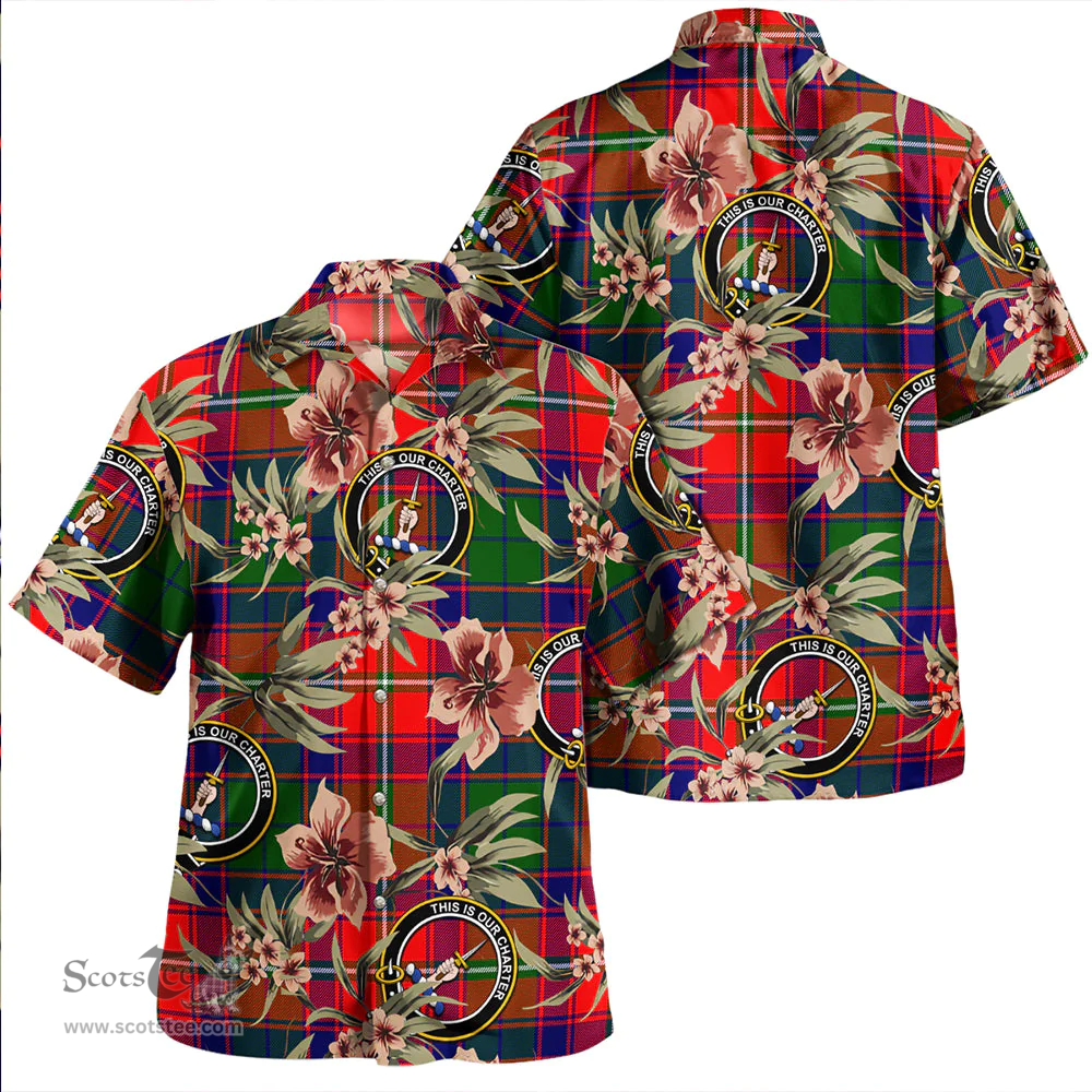 Scottish Charteris District Clan Tartan Hawaiian Shirt - Tropical Old Style Scottish Plaid Tartan Plaid