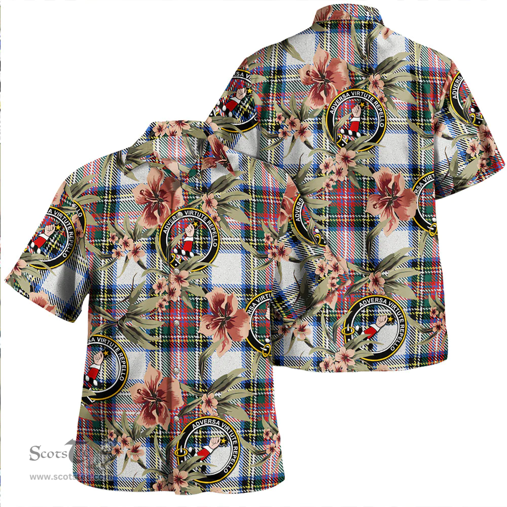 Scottish Dennistoun Clan Tartan Hawaiian Shirt - Tropical Old Style Scottish Plaid Tartan Plaid