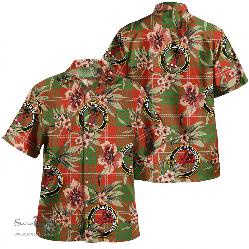 Scottish Crawford Red Ancient Clan Tartan Hawaiian Shirt - Tropical Old Style Scottish Plaid Tartan Plaid