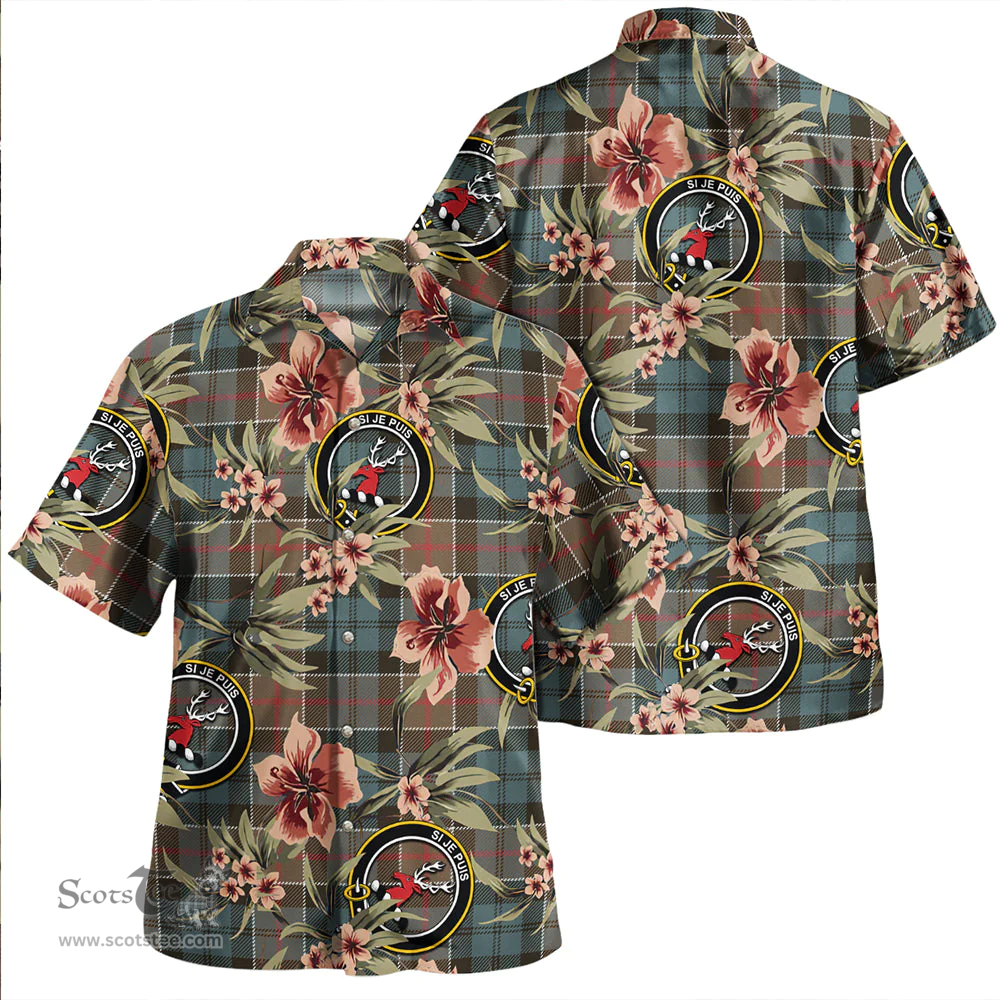 Scottish Colquhoun Weathered Clan Tartan Hawaiian Shirt - Tropical Old Style Scottish Plaid Tartan Plaid
