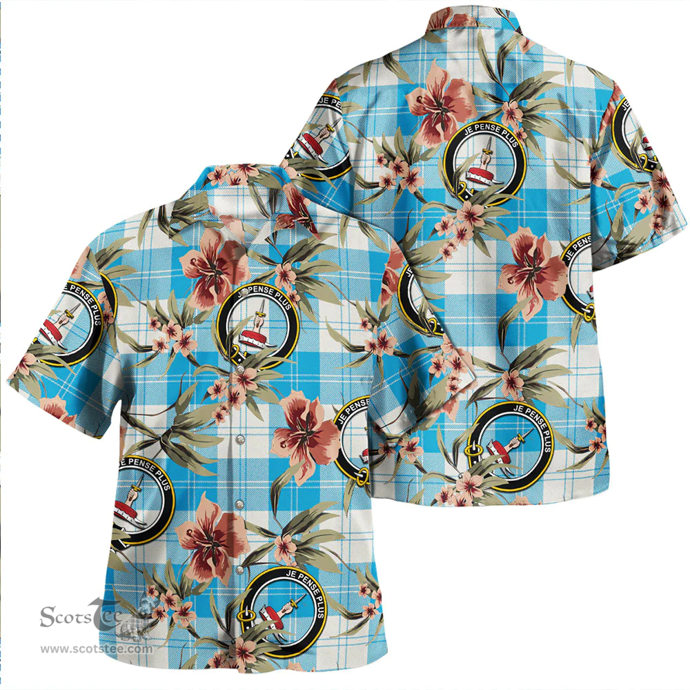 Scottish Erskine Burgundy Clan Tartan Hawaiian Shirt - Tropical Old Style Scottish Plaid Tartan Plaid