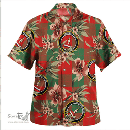 Scottish Erskine Black & White Clan Tartan Hawaiian Shirt - Tropical Old Style Scottish Plaid Tartan Plaid