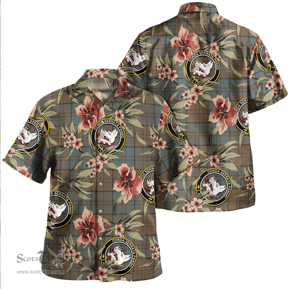 Scottish Lockhart Weathered Clan Tartan Hawaiian Shirt - Tropical Old Style Scottish Plaid Tartan Plaid