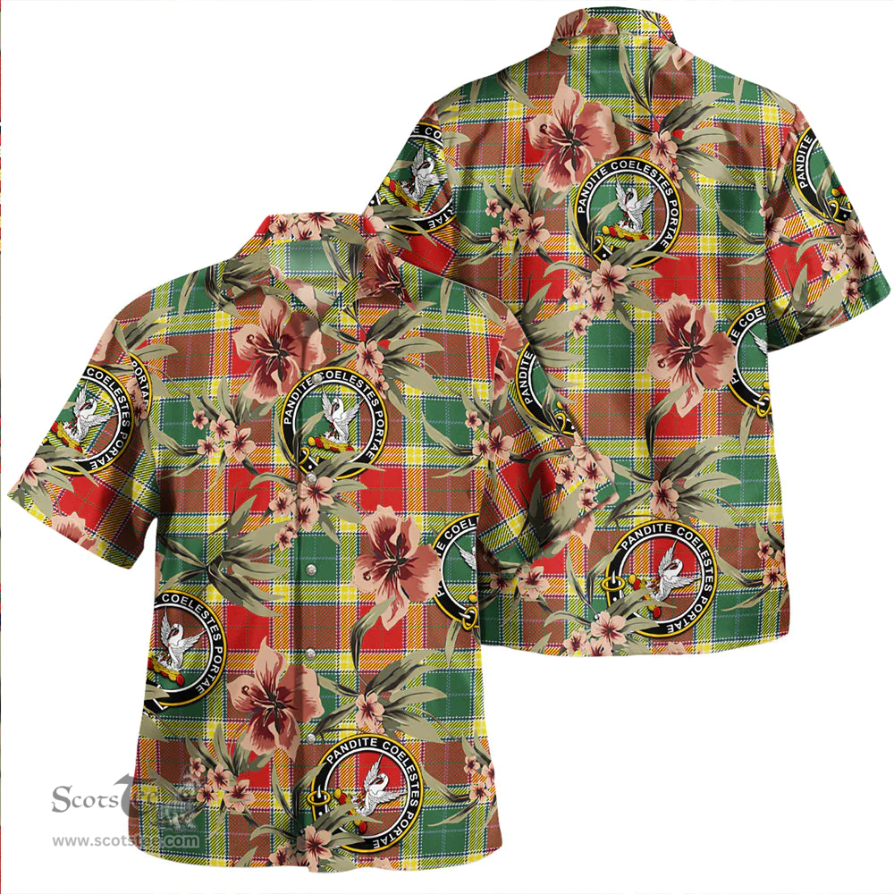 Scottish Gibson (Gibbs) Modern Clan Tartan Hawaiian Shirt - Tropical Old Style Scottish Plaid Tartan Plaid