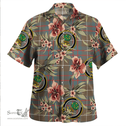 Scottish Hamilton of Clayton Weathered Clan Tartan Hawaiian Shirt - Tropical Old Style Scottish Plaid Tartan Plaid