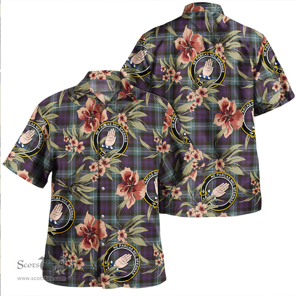 Scottish Lamont (MacLamont) Weathered Clan Tartan Hawaiian Shirt - Tropical Old Style Scottish Plaid Tartan Plaid