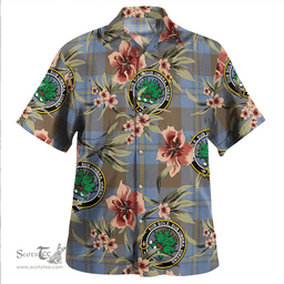 Scottish Irvine of Bonshaw Weathered Clan Tartan Hawaiian Shirt - Tropical Old Style Scottish Plaid Tartan Plaid