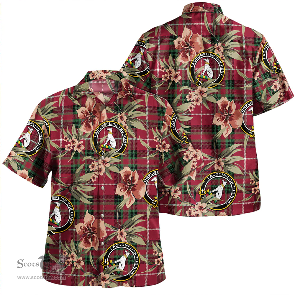 Scottish Hunter of Bute (Michael Maroon) Modern Clan Tartan Hawaiian Shirt - Tropical Old Style Scottish Plaid Tartan Plaid