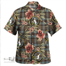 Scottish Hunter of Peebleshire Weathered Clan Tartan Hawaiian Shirt - Tropical Old Style Scottish Plaid Tartan Plaid