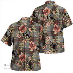 Scottish Rutherford Weathered Clan Tartan Hawaiian Shirt - Tropical Old Style Scottish Plaid Tartan Plaid