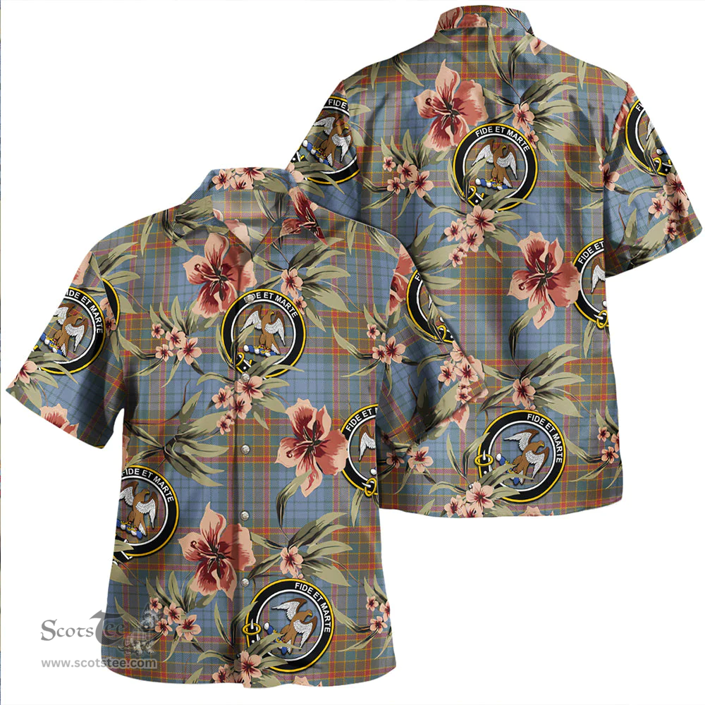 Scottish Ralston UK Weathered Clan Tartan Hawaiian Shirt - Tropical Old Style Scottish Plaid Tartan Plaid