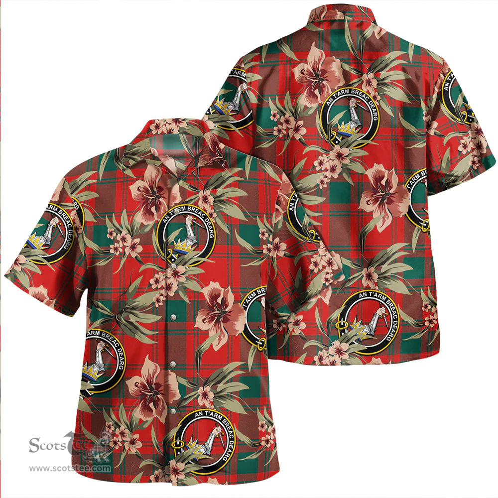 Scottish MacQuarrie (MacGuarie) Modern Clan Tartan Hawaiian Shirt - Tropical Old Style Scottish Plaid Tartan Plaid