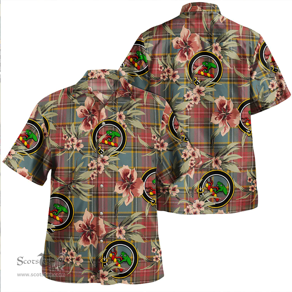 Scottish MacBeth Weathered Clan Tartan Hawaiian Shirt - Tropical Old Style Scottish Plaid Tartan Plaid