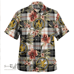 Scottish MacPherson of Cluny Black & White Weathered Clan Tartan Hawaiian Shirt - Tropical Old Style Scottish Plaid Tartan Plaid
