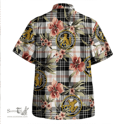 Scottish MacPherson of Cluny Black & White Weathered Clan Tartan Hawaiian Shirt - Tropical Old Style Scottish Plaid Tartan Plaid