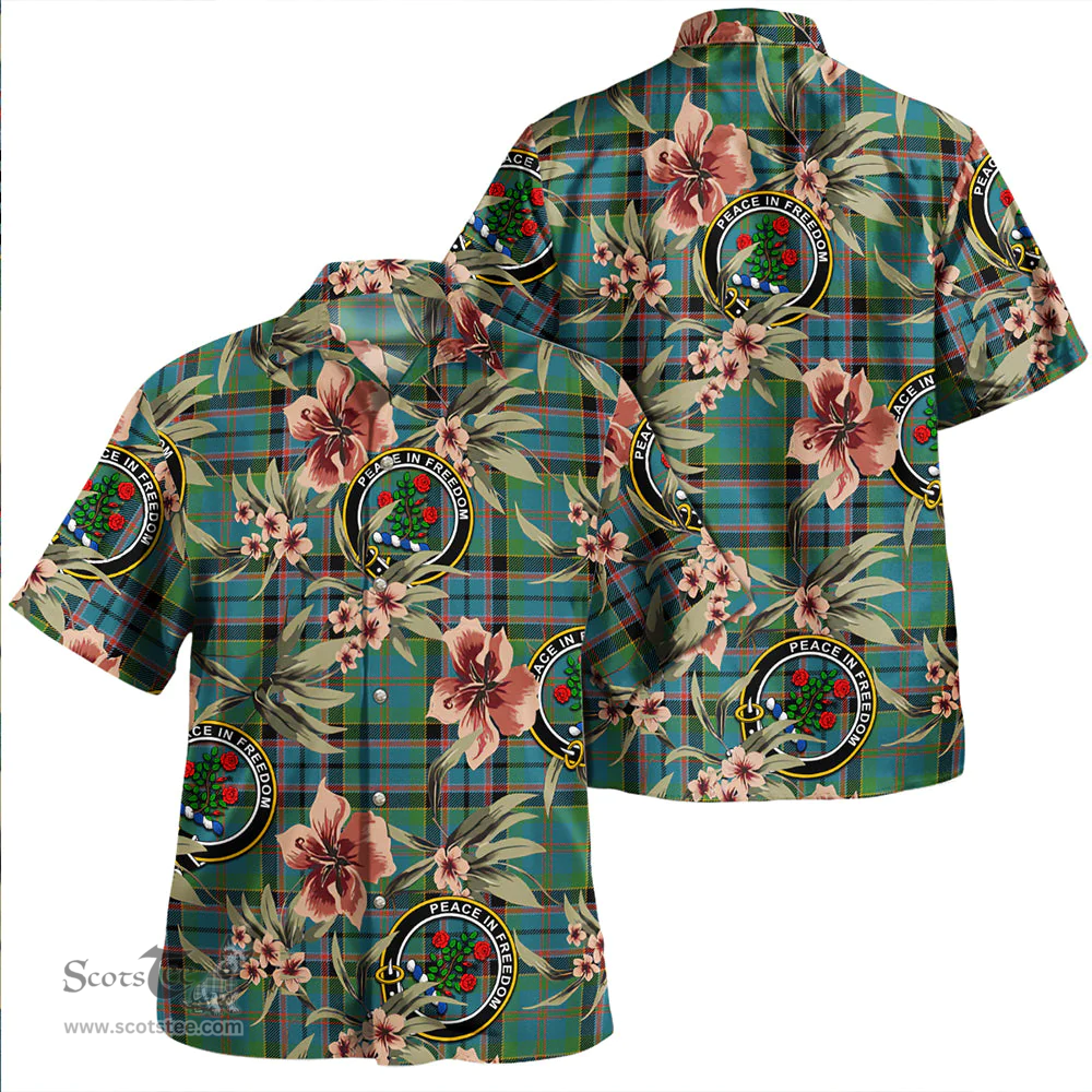Scottish Stinson (Stephenson/Stevenson) Ancient Clan Tartan Hawaiian Shirt - Tropical Old Style Scottish Plaid Tartan Plaid