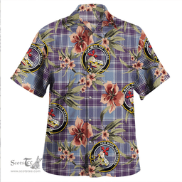 Scottish MacDonald Lord of the Isles Hunting Blue (Donald Lord of the Isles Hunting Blue) Weathered Clan Tartan Hawaiian Shirt - Tropical Old Style Scottish Plaid Tartan Plaid