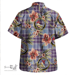 Scottish MacDonald Lord of the Isles Hunting Blue (Donald Lord of the Isles Hunting Blue) Weathered Clan Tartan Hawaiian Shirt - Tropical Old Style Scottish Plaid Tartan Plaid