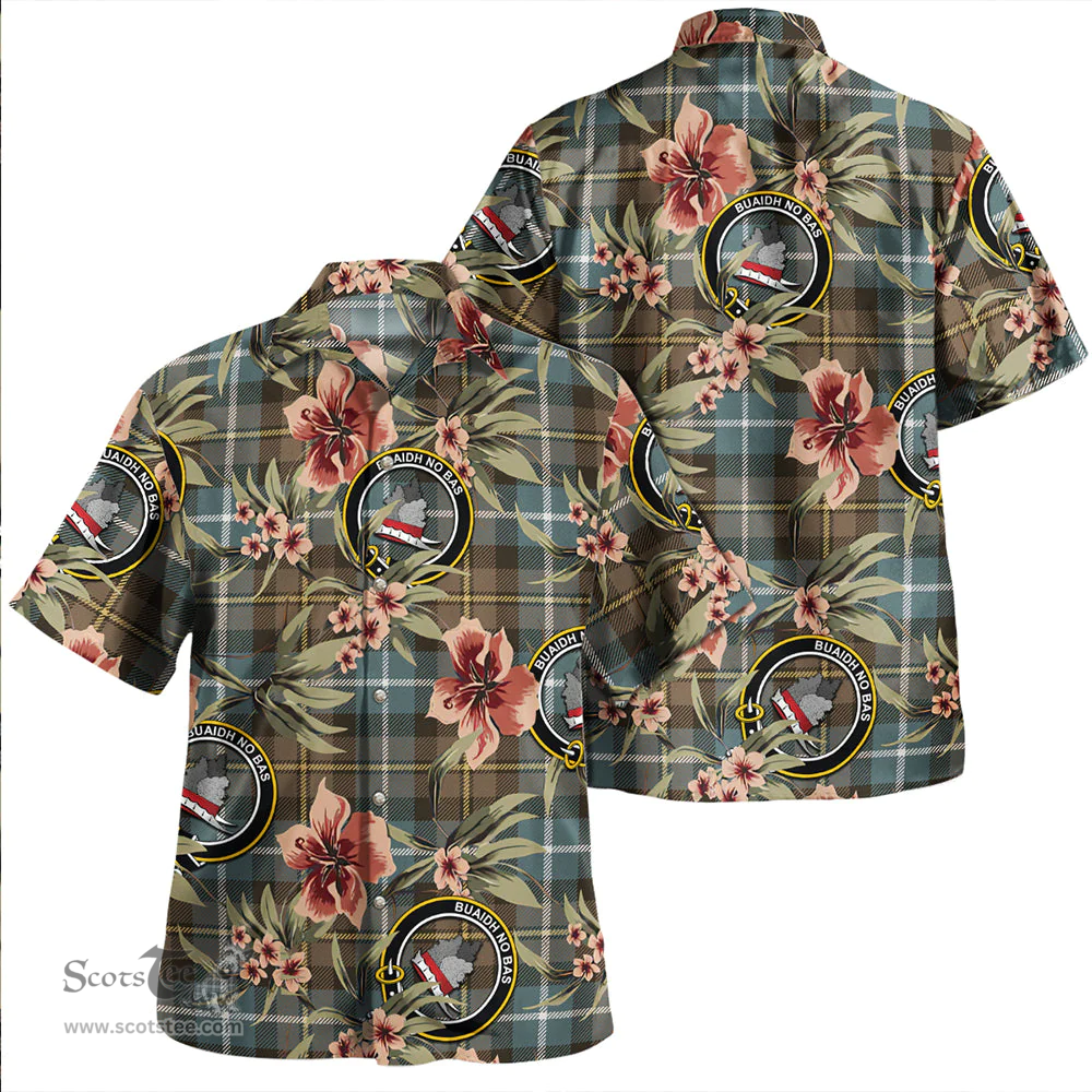 Scottish MacNeil of Barra (MacNeil/MacNeill) Weathered Clan Tartan Hawaiian Shirt - Tropical Old Style Scottish Plaid Tartan Plaid