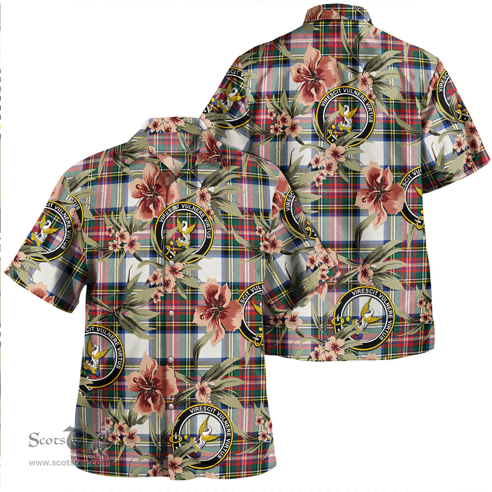 Scottish Stewart Dress Modern Clan Tartan Hawaiian Shirt - Tropical Old Style Scottish Plaid Tartan Plaid