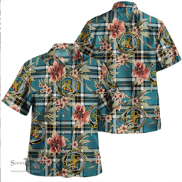 Scottish Thomson Blue (MacThomas Blue/Thompson Dress) Ancient Clan Tartan Hawaiian Shirt - Tropical Old Style Scottish Plaid Tartan Plaid