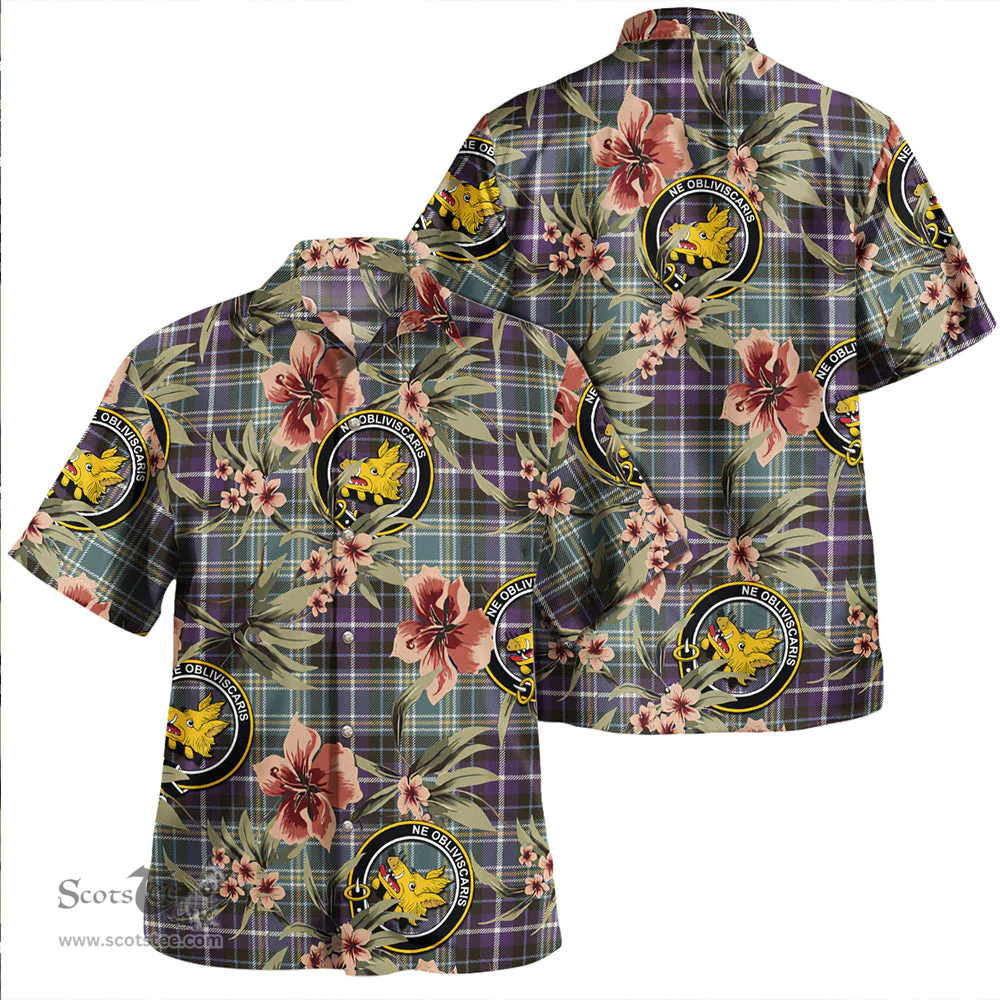 Scottish MacKellar Weathered Clan Tartan Hawaiian Shirt - Tropical Old Style Scottish Plaid Tartan Plaid