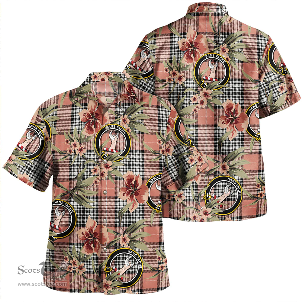 Scottish Napier Rose Ancient Clan Tartan Hawaiian Shirt - Tropical Old Style Scottish Plaid Tartan Plaid