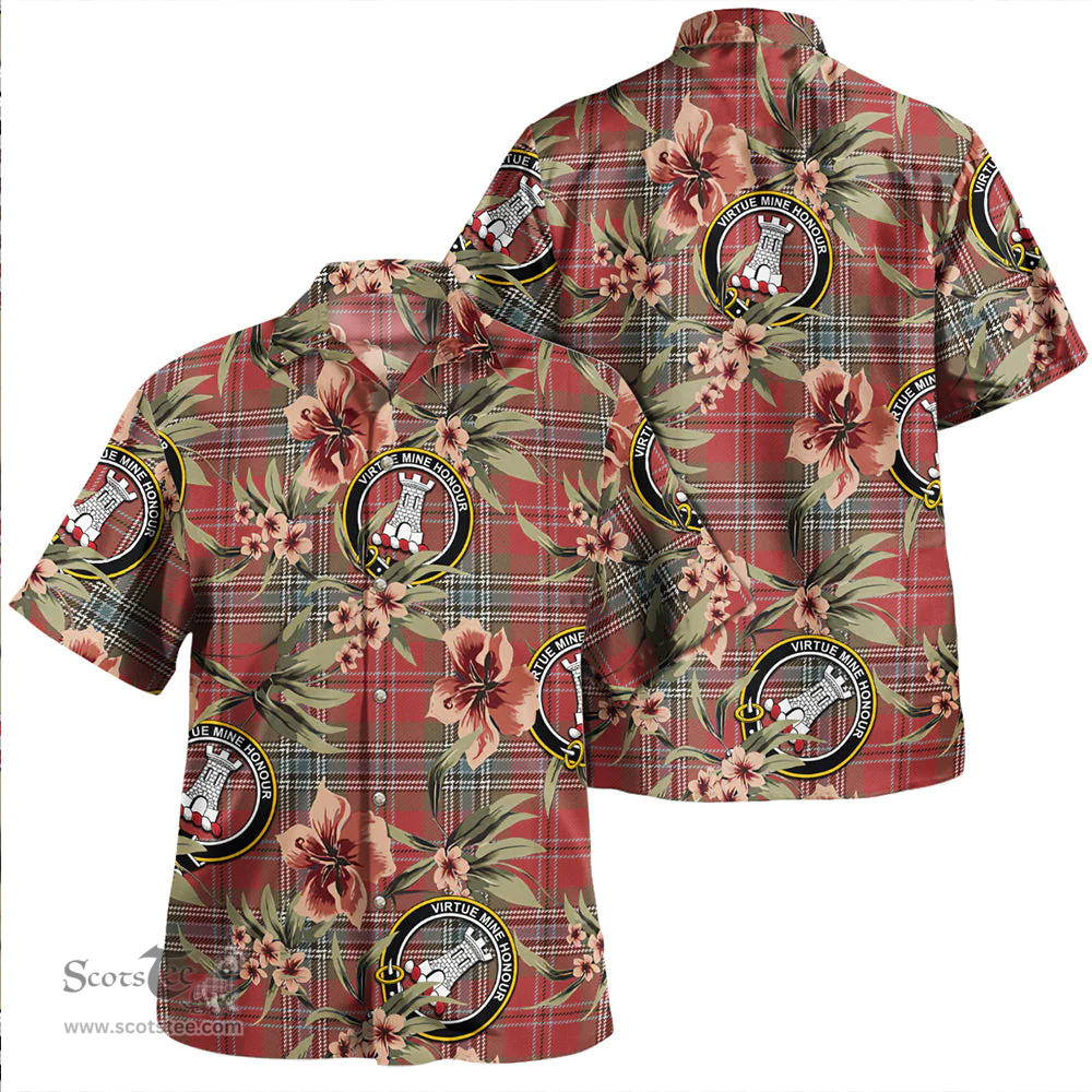 Scottish MacLean of Duart Weathered Clan Tartan Hawaiian Shirt - Tropical Old Style Scottish Plaid Tartan Plaid