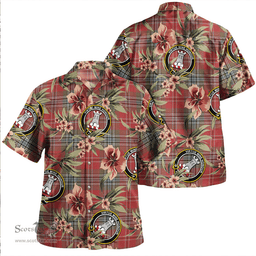Scottish MacLean of Duart Weathered Clan Tartan Hawaiian Shirt - Tropical Old Style Scottish Plaid Tartan Plaid