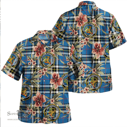 Scottish Thomson Blue (MacThomas Blue/Thompson Dress) Modern Clan Tartan Hawaiian Shirt - Tropical Old Style Scottish Plaid Tartan Plaid