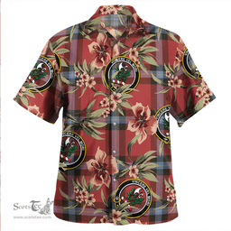 Scottish MacLaine of LochBuie (Cockburn) (MacLaine of LochBuie) Weathered Clan Tartan Hawaiian Shirt - Tropical Old Style Scottish Plaid Tartan Plaid