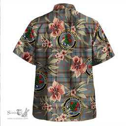 Scottish Stinson (Stephenson/Stevenson) Weathered Clan Tartan Hawaiian Shirt - Tropical Old Style Scottish Plaid Tartan Plaid