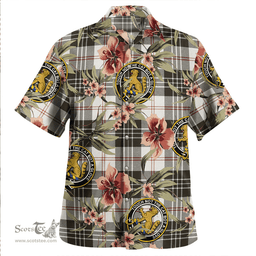 Scottish MacPherson of Cluny Black & White Clan Tartan Hawaiian Shirt - Tropical Old Style Scottish Plaid Tartan Plaid