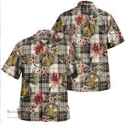 Scottish MacPherson of Cluny Black & White Clan Tartan Hawaiian Shirt - Tropical Old Style Scottish Plaid Tartan Plaid
