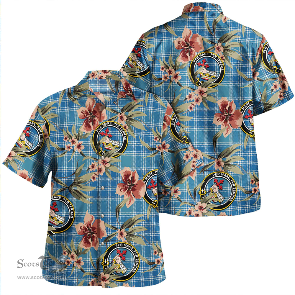 Scottish MacDonald Lord of the Isles Hunting Blue (Donald Lord of the Isles Hunting Blue) Ancient Clan Tartan Hawaiian Shirt - Tropical Old Style Scottish Plaid Tartan Plaid