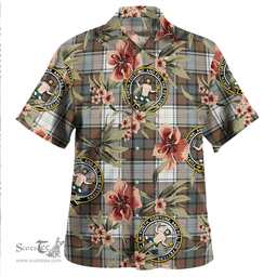 Scottish Murray of Atholl Dress (Murray Dress) Weathered Clan Tartan Hawaiian Shirt - Tropical Old Style Scottish Plaid Tartan Plaid
