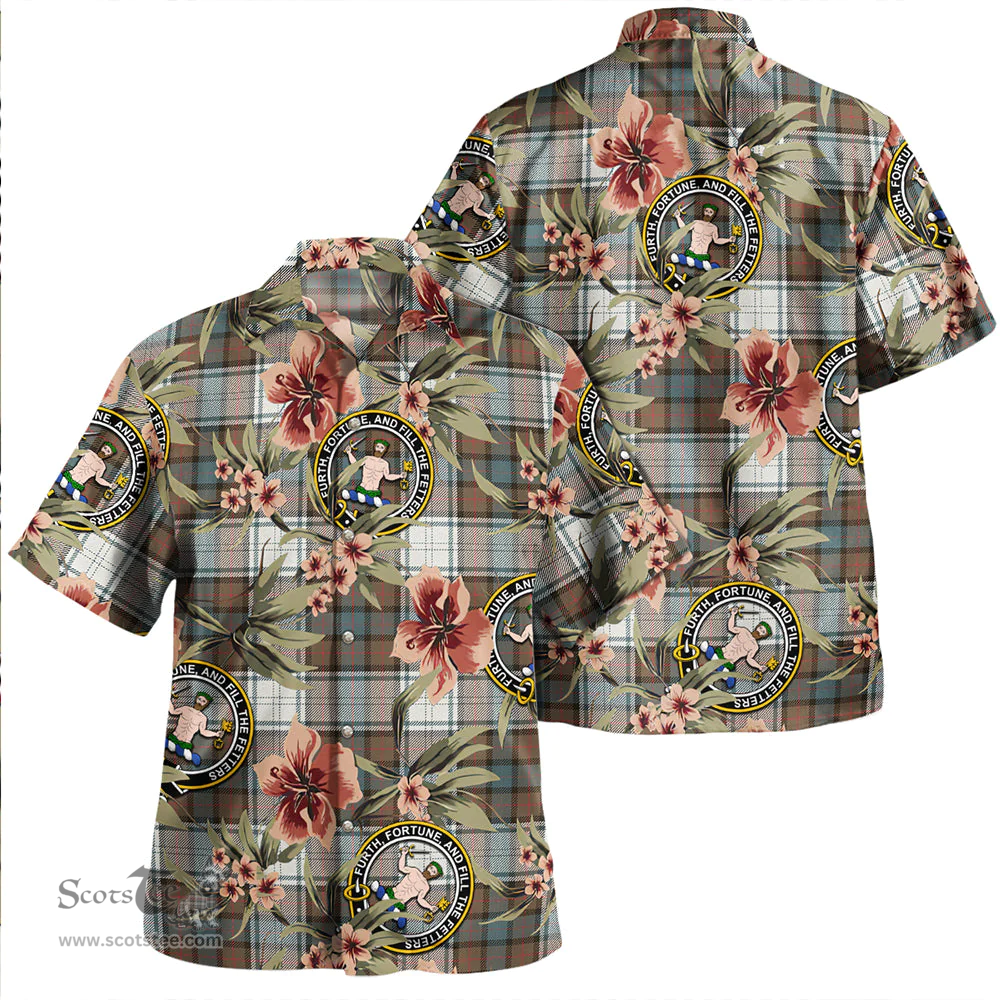 Scottish Murray of Atholl Dress (Murray Dress) Weathered Clan Tartan Hawaiian Shirt - Tropical Old Style Scottish Plaid Tartan Plaid
