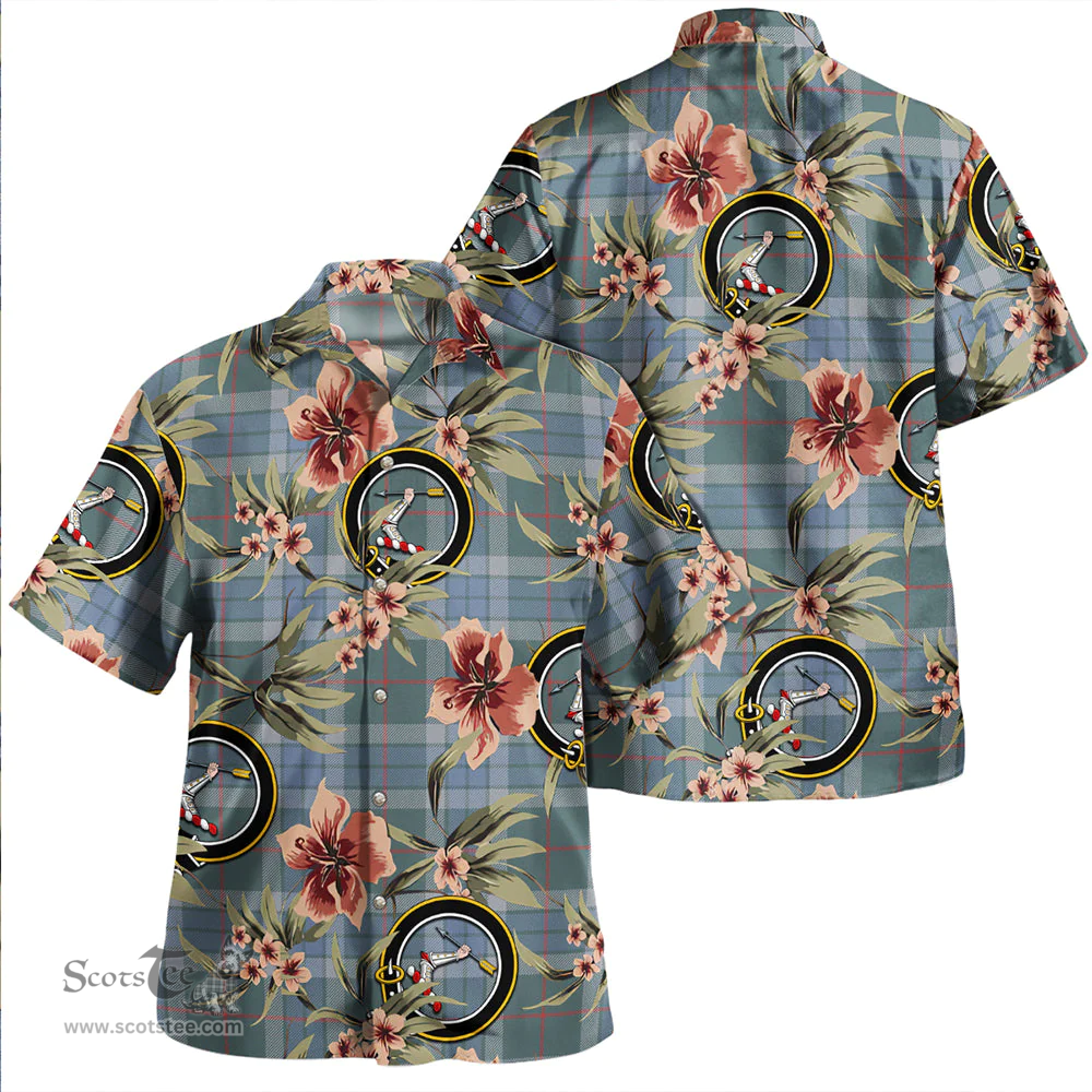 Scottish Thorburn (Thurburn) Weathered Clan Tartan Hawaiian Shirt - Tropical Old Style Scottish Plaid Tartan Plaid