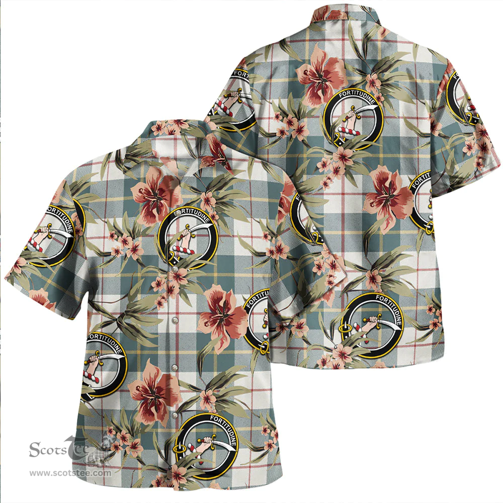 Scottish MacRae of Conchra Weathered Clan Tartan Hawaiian Shirt - Tropical Old Style Scottish Plaid Tartan Plaid