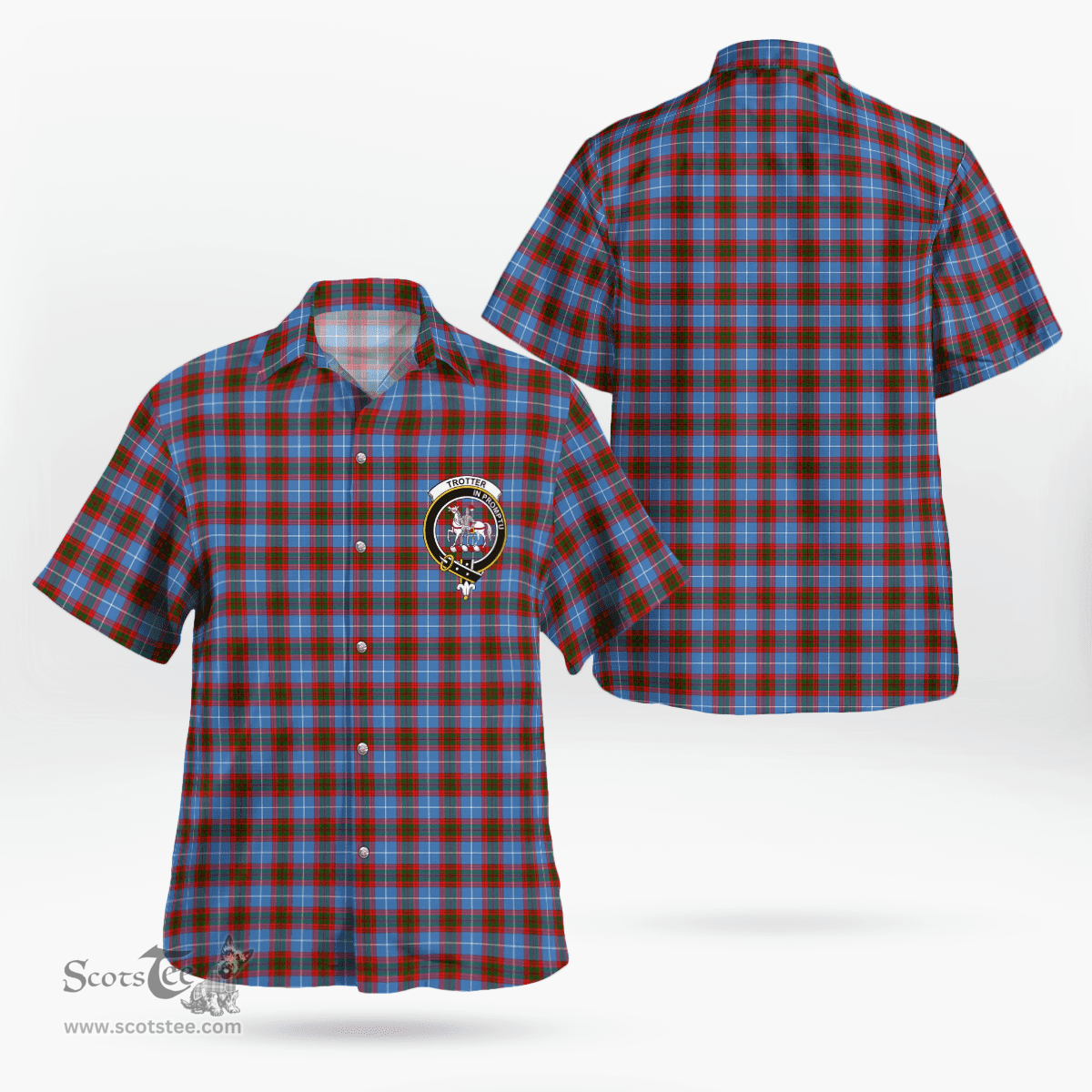 Scottish Trotter Clan Badge Tartan Hawaii Shirt Crest Tartan Plaid Shirt Scottish Plaid Tartan Plaid - ScotsTee - scotstee.com