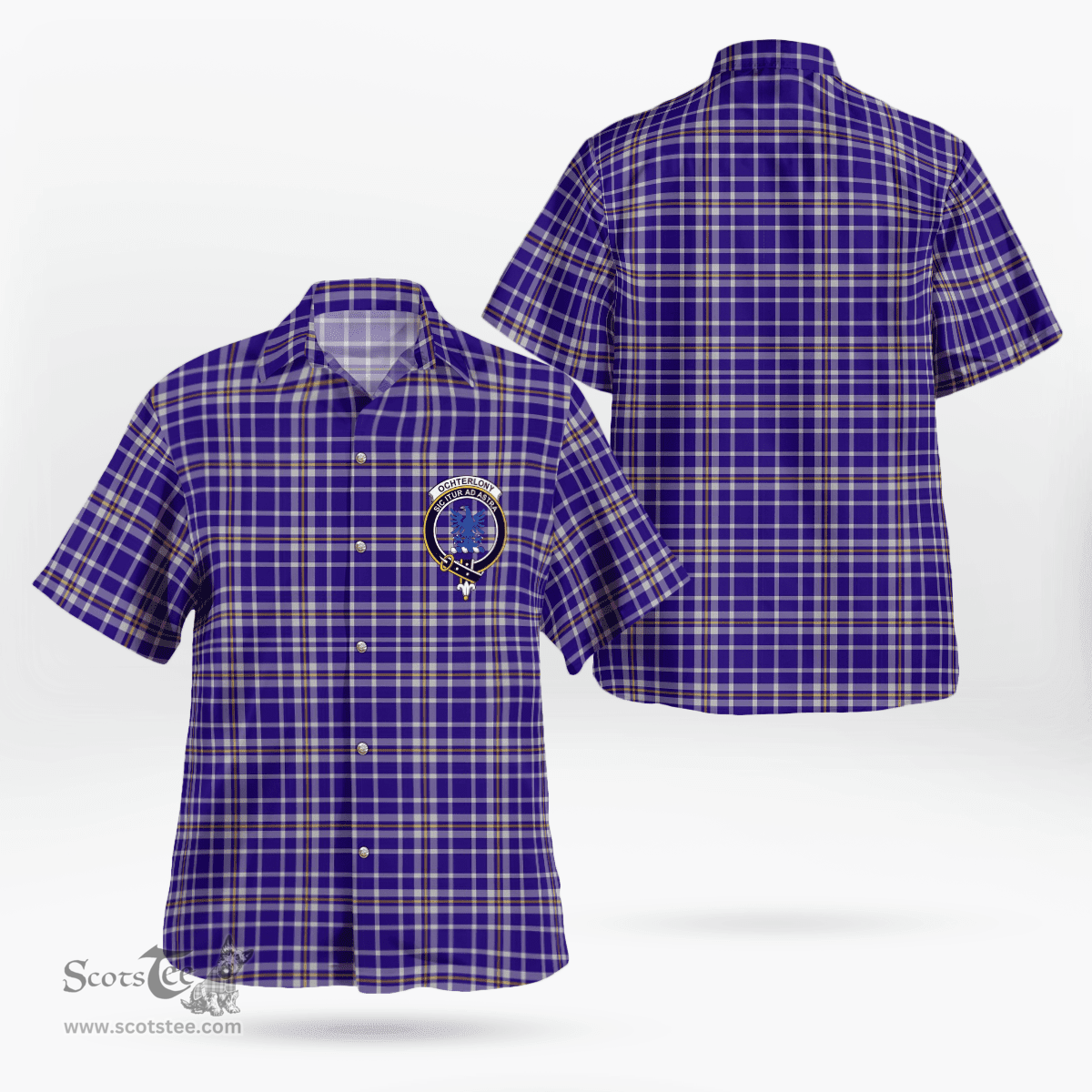 Scottish Ochterlony Clan Badge Tartan Hawaii Shirt Crest Tartan Plaid Shirt Scottish Plaid Tartan Plaid - ScotsTee - scotstee.com