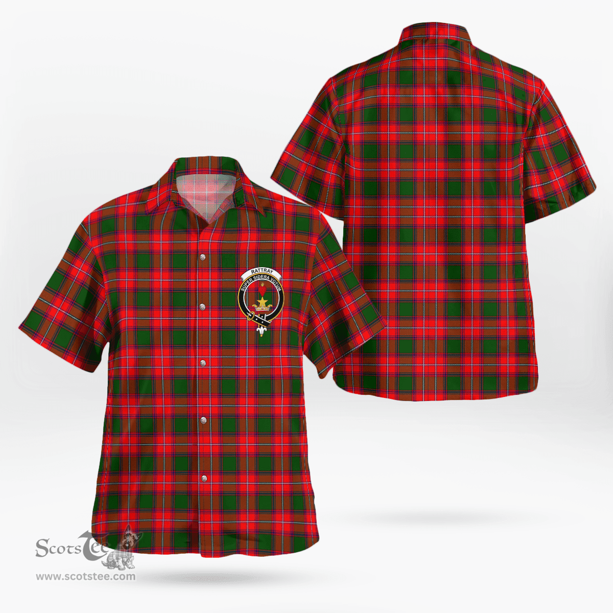 Scottish Rattray Clan Badge Tartan Hawaii Shirt Crest Tartan Plaid Shirt Scottish Plaid Tartan Plaid - ScotsTee - scotstee.com