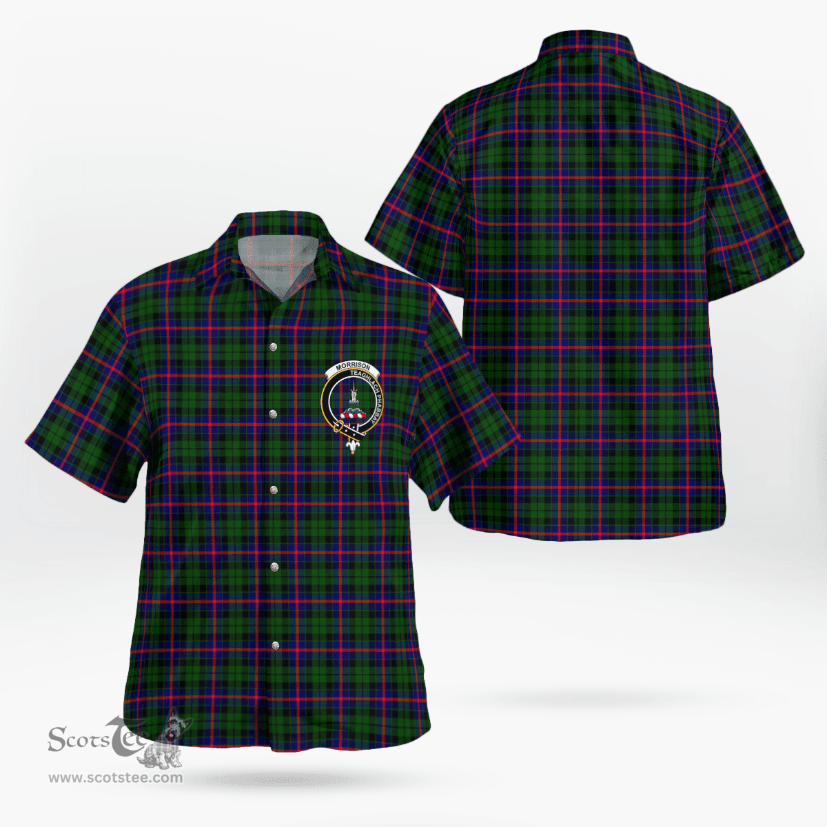Scottish Morrison Clan Badge Tartan Hawaii Shirt Crest Tartan Plaid Shirt Scottish Plaid Tartan Plaid - ScotsTee - scotstee.com