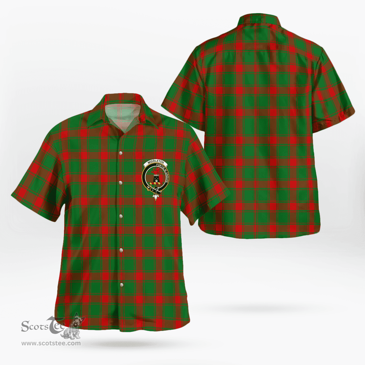 Scottish Middleton Clan Badge Tartan Hawaii Shirt Crest Tartan Plaid Shirt Scottish Plaid Tartan Plaid - ScotsTee - scotstee.com
