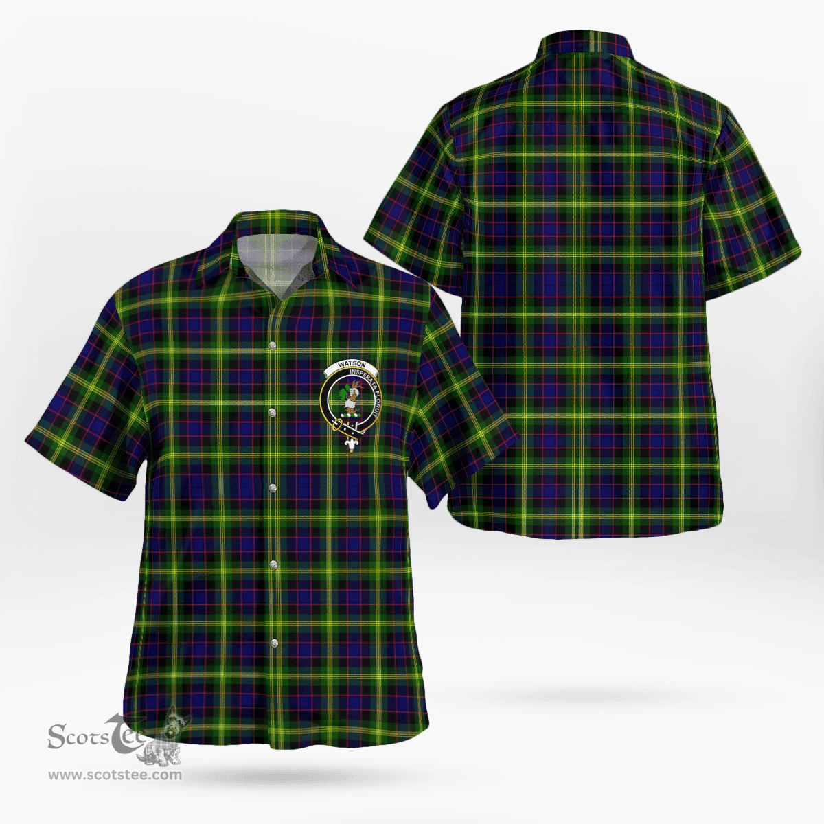 Scottish Watson Clan Badge Tartan Hawaii Shirt Crest Tartan Plaid Shirt Scottish Plaid Tartan Plaid - ScotsTee - scotstee.com