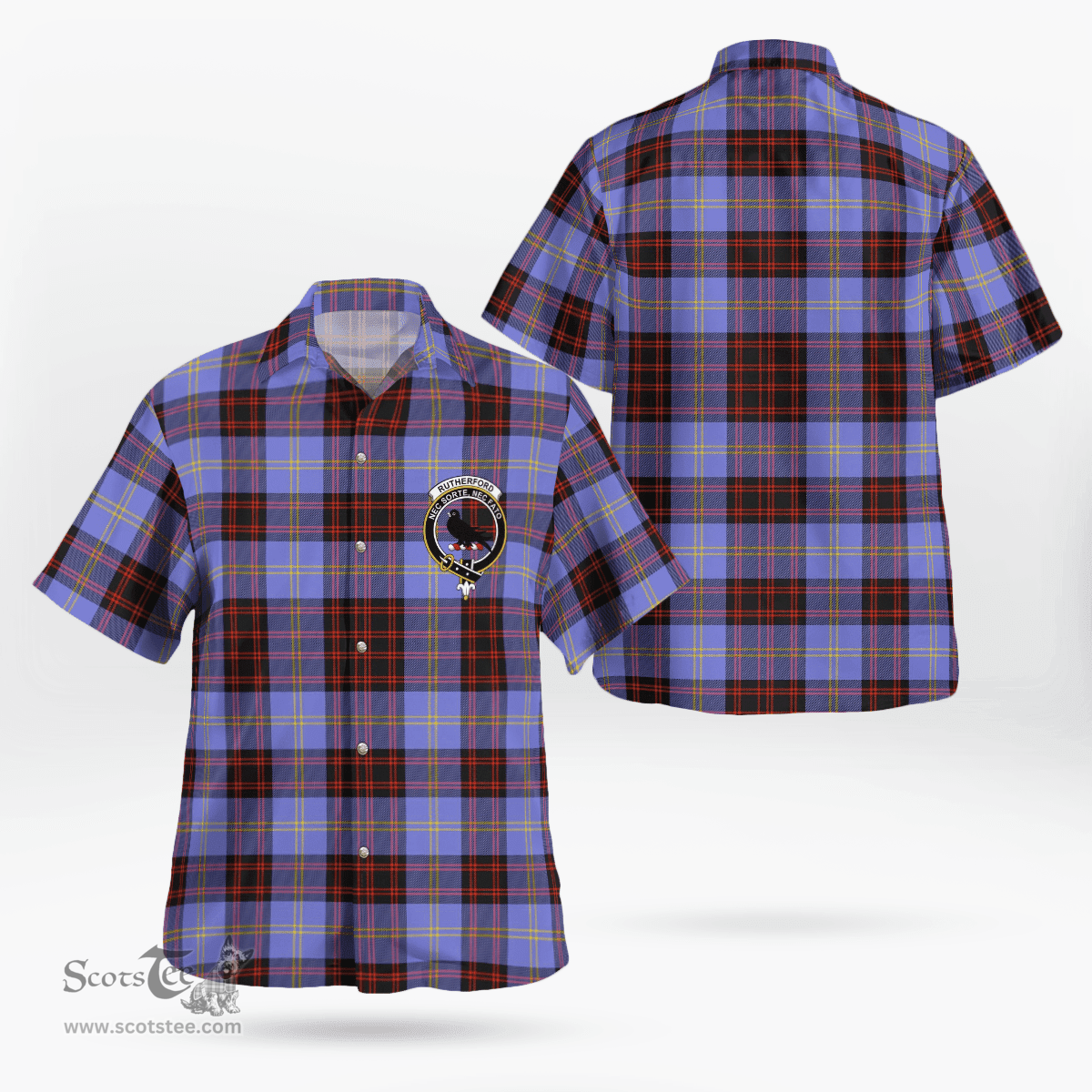 Scottish Rutherford Clan Badge Tartan Hawaii Shirt Crest Tartan Plaid Shirt Scottish Plaid Tartan Plaid - ScotsTee - scotstee.com
