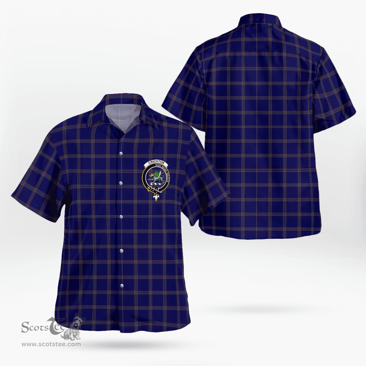 Scottish Crichton Clan Badge Tartan Hawaii Shirt Crest Tartan Plaid Shirt Scottish Plaid Tartan Plaid - ScotsTee - scotstee.com
